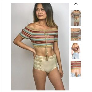 Crochet off-shoulder crop top size small